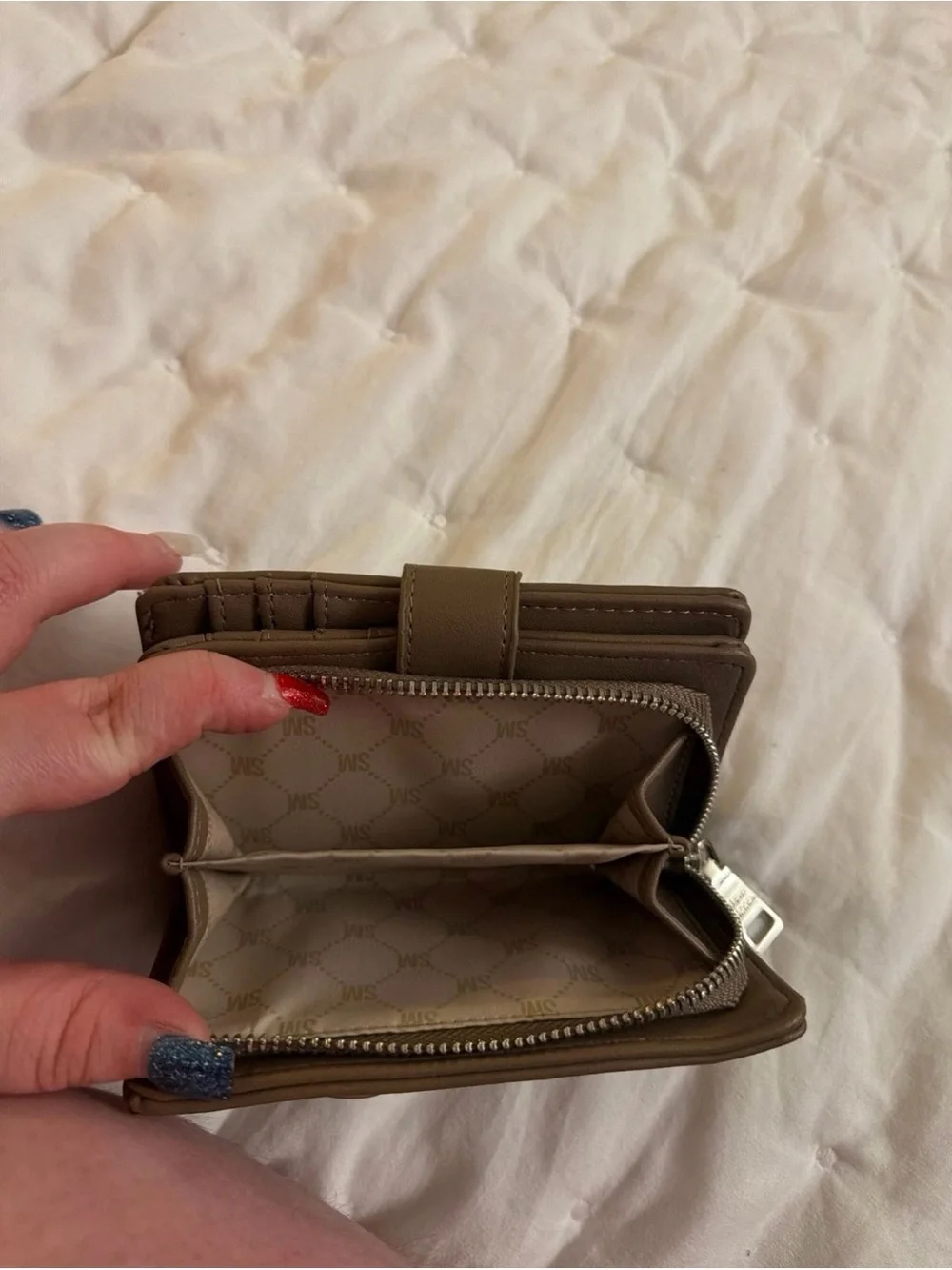 Women's Steve Madden Taupe Leather Compact Wallet